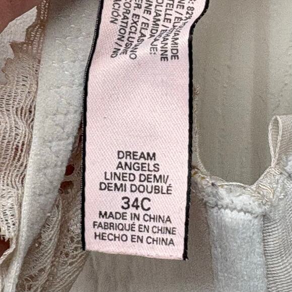 Victoria’s Secret Off White Dream Angels Underwire Bra, Lace Demi, Lace Size 34C - Picture 3 of 5